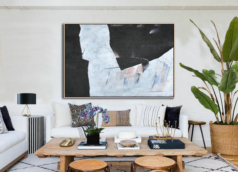 Original Extra Large Wall Art,Hand-Painted Oversized Horizontal Minimal Art On Canvas,Abstract Painting For Home
